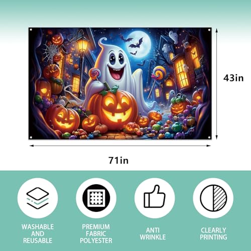 Fondo Fotográfico para Halloween Calabaza Fantasma 71×43 pulgadas miniatura 2