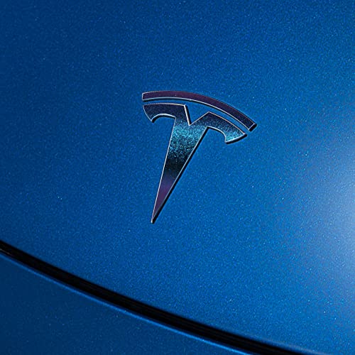 Image of IPG Compatible with Model Y Decal Sticker (8 Logo Set) Overlay Stickers Do it Yourself Stickers Set Personalize Your Tesla (Chameleon - Purple to Navy Blue)