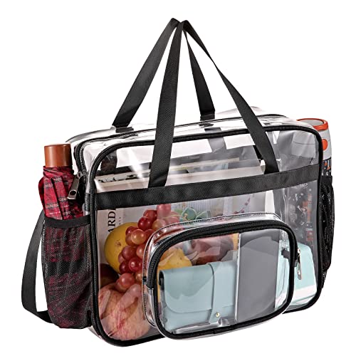 ONEGenug Grand Sacs fourre-Tout Transparents Stade Approuvé, Voir à Travers Sac Bandoulière Sac Dégager + Bandoulière Réglable Cover