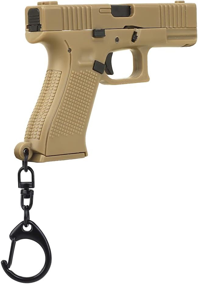 YASHALY Miniature Tactical Pistol Shape Keychain G-45 Gun Model Key chain Bag Pendant Ornament Gift (Tan)