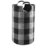 Haundry 82L Tall Collapsible Laundry Basket, Large Foldable Laundry Hamper with Handle - Black, Gray