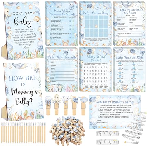 Funnymoom 426 Pcs Sea Animal Baby Shower Games Set-8 Games,
