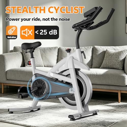 Image of Exercise Bike Indoor Stationary Bike with Bluetooth Cycling Bicycle for Home Gym 300 lbs Weight Capacity Adjustable Seat /Handlebar for Office Cardio Workout
