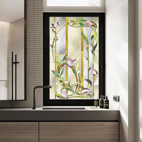 Fensterfolie mit Rankenzweigen, Orchideen, Sichtschutz, statisch, haftend,...