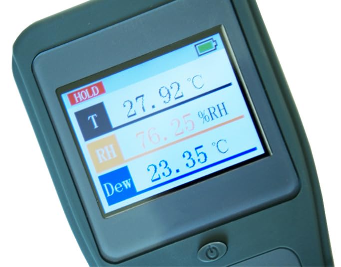 Dewpoint Meter Dew Point Instrument Ambient Thermometer Handheld with Six Measurement Parameters Ambient/Dew Point/Wet Bulb Temperature, Relative/Absolute Humidity and PPMv