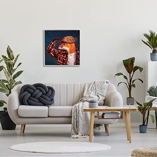 Image of Red Fox Tartan Plaid Night Sky, 24 x 24 Inch Framed Giclee Print