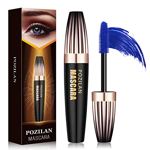 4D Silk Fiber Lash Mascara Colorful, Long Lasting, Thickening and Lengthening, Blue Eyelash Mascara, All Day Exquisitely, Natural & Non-Toxic (Blue)