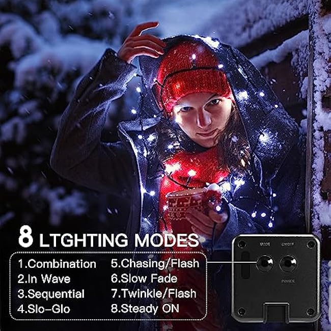 Solar String Lights Outdoor, 2 Pack 79FT 200 LED Waterproof Solar Christmas Lights with 8 Lighting Modes for Tree Yard Garden Party Xmas Decorations