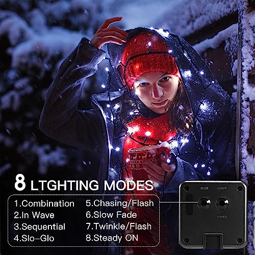 Solar String Lights Outdoor, 2 Pack 79FT 200 LED Waterproof Solar Christmas Lights with 8 Lighting Modes for Tree Yard G - Additional View