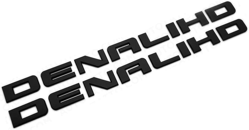 2X Denali HD Side Door Tailgate Letter Nameplate Emblem Badge 3D Replacement for Denali (Matte Black)