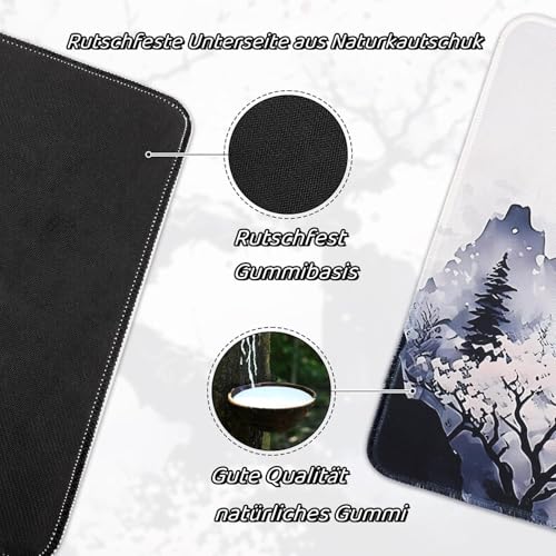 Mis.Moon Japanische Weiße Mauspad, Mauspad XXL 80x30CM Gaming, Große Kirschblüte Schreibtisch Matte, Anime Gaming Tastatur Matte, Großer Erweiterter Schreibtisch Schutz Für Home Office