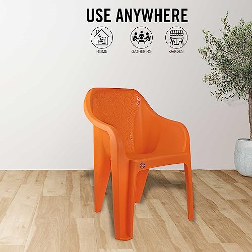 Image of Cello Plastic Dynamo Arm Rest Chair, Relaxing - Orange | Strong and Durable | Easy to Clean | Chair for Living Room, Bed Room, Kitchen, Office Room, Outdoor | 3 Years Warranty