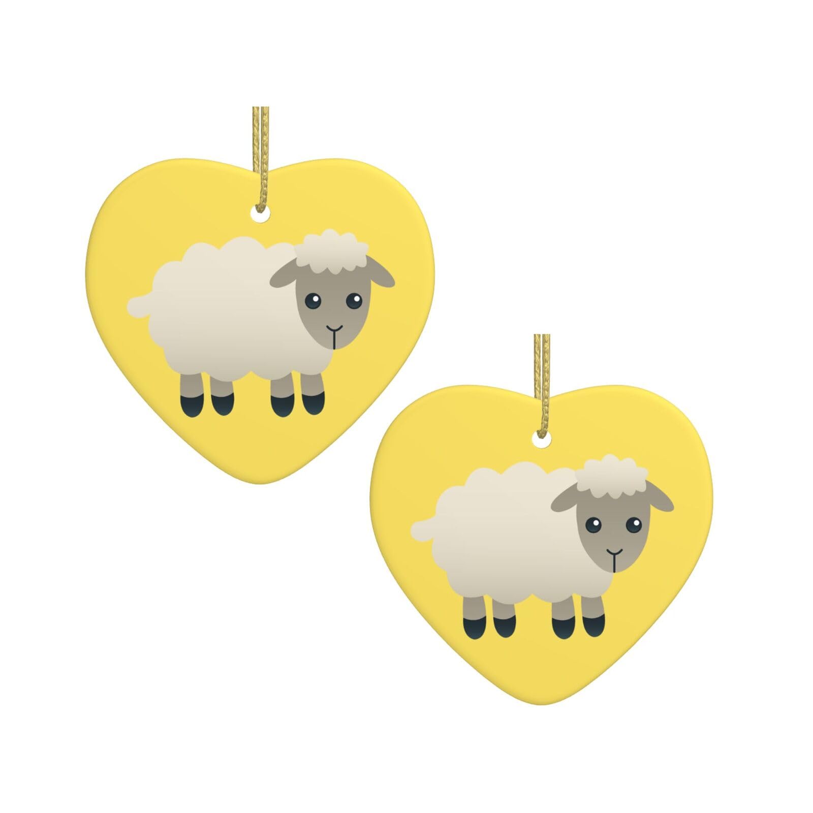 Zhengjia White Sheep Christmas Tree Ceramic Hanging Bauble Personalised Xmas Baubles Cute Christmas Ornaments Gifts For Kids Family Friends