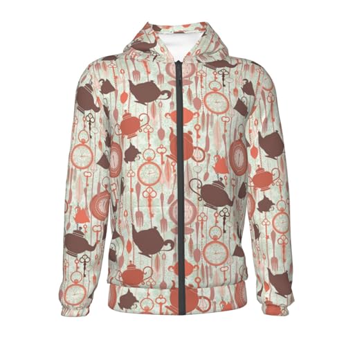 Tea Theme Kids Pullover Hoodies Boys Zip Up Sweatshirts Girls Athletic Clothes with Pocket2