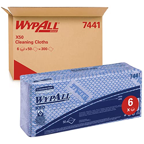 Wypall X50 Farbkodierte Reinigungstücher 7441 – Blaue Wischtücher – 1 Packung x 50 zusammengefaltete farbcodierte Tücher