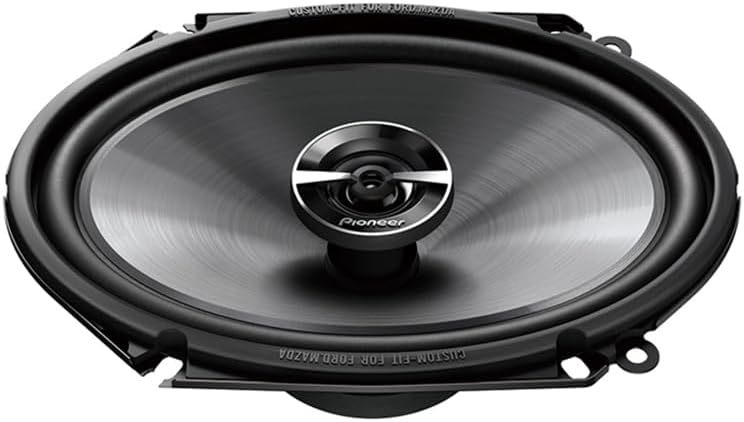 Close-up view of a single Pioneer TS-G680 speaker, highlighting the woofer cone and central tweeter.