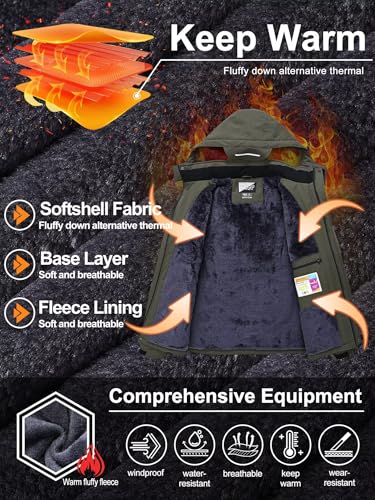 Image of QPNGRP Men's Ski Jacket Waterproof Insulated Winter Coat 5 Zipper Pockets