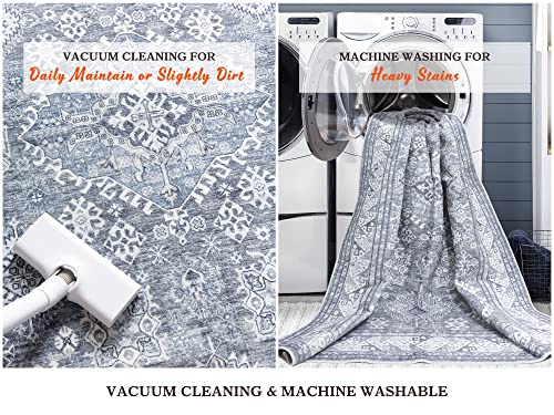 Rugland 2'6X8' Runner Rug - Stain Resistant Entryway Rug, Anti Slip Backing Hallway Runner Rug, Boho Vintage Tribal Area Rugs(Tpr12-Grey, 2'6X8') #TOP4