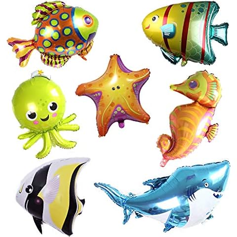 ED-Lumos 7Pcs Giant Ocean Aniamls Reusable Helium Balloons for Kids Birthday Party Decoration Gift Cover