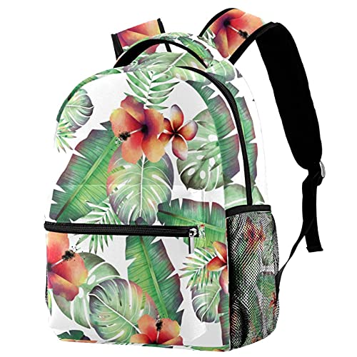 Sac à dos d'école filles imprimé feuilles de palmier sac ordinateur portable tissu sergé