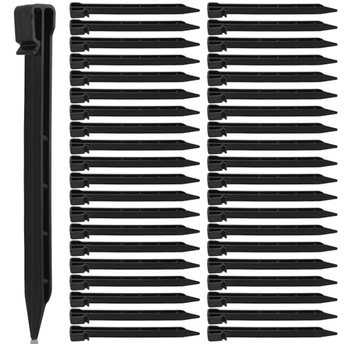 50 Pack Inflatables Stakes 10 inch Heavy Duty Black Plastic Stakes Tent Stakes Anchoring Spikes for Edging Terrace Board and Christmas Inflatables Garden Decorations Nails