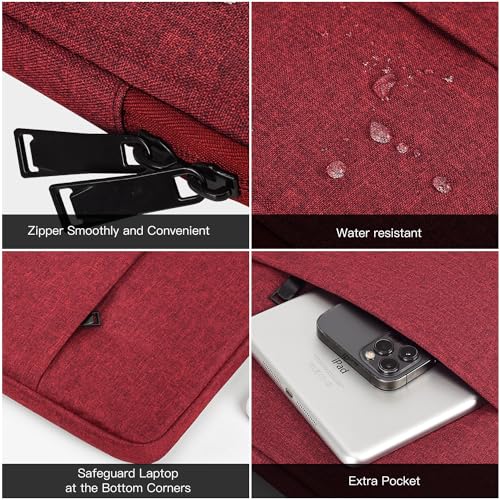 Image of Portable Monitor Case 15.6 Inch, 16.1 Inch Carrying Monitor Sleeve Bag Compatible with Lepow GTEK ViewSonic KYY AOC 15.6 inch USB-C Portable Display Monitors, 15 inchx10.8 inch Wine Red