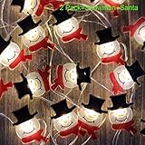 V Smart Life Christmas Decorative Lights Battery Operated String Lights Santa Claus and Snowman 2 Packs Timer Control for New Year Decoration,Holiday Season, Christmas Wreath Décor(SCSM)