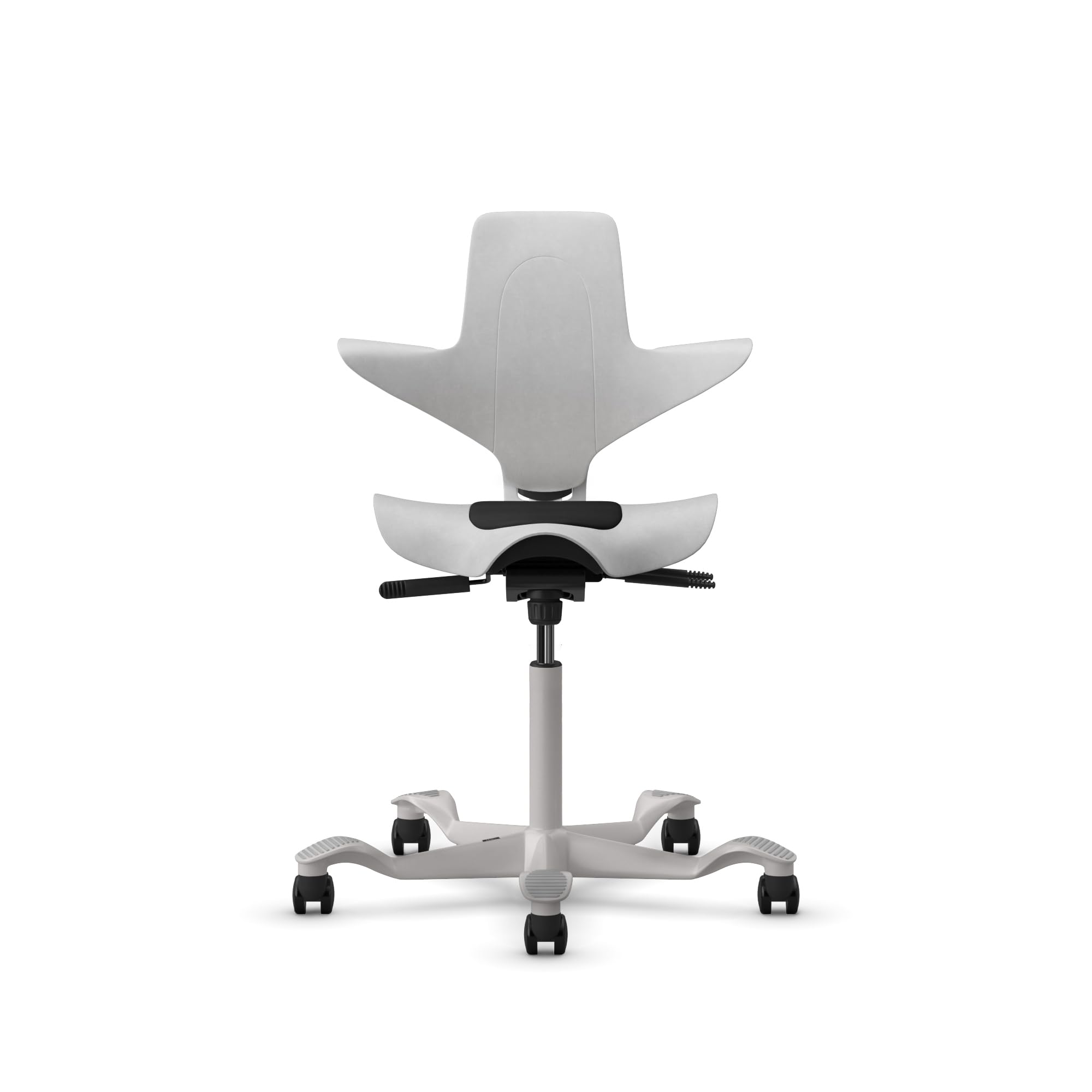 HAG Capisco Puls Sit-Stand-Silver Base-Gray Frame-Black Vinyl Pad