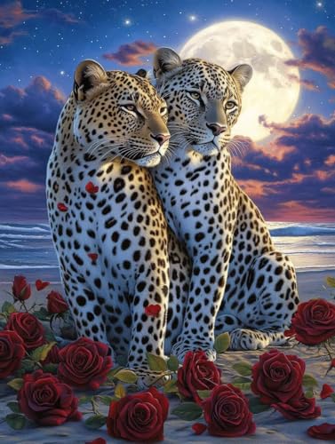 Diamond painting adulte grand format anti-stress, kit broderie diamant lion pour décoration
