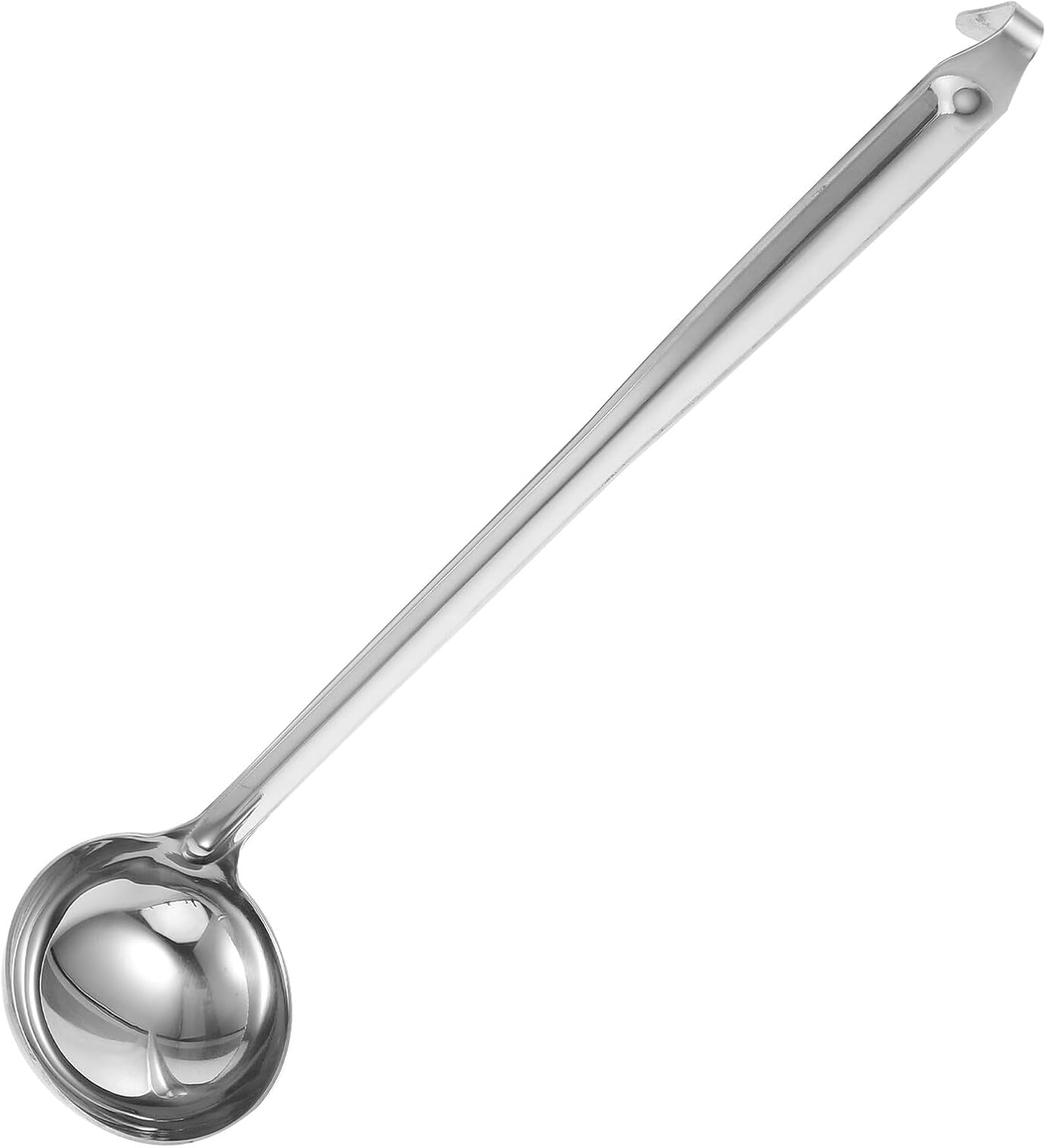 Heavy Duty Stainless Steel Soup Ladle with Long Handle and Hook, Deep 150ml Metal Serving Spoon for Cooking, Serving Porridge and Stew in Home and Restaurant Kitchens