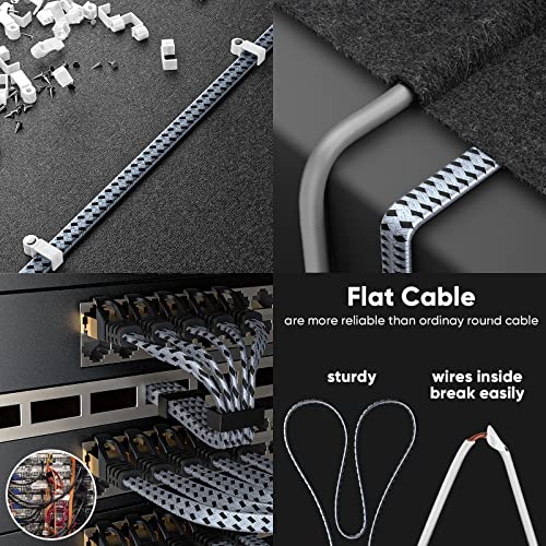 Ariskeen Cat 8 Ethernet Cable 6 Ft 2 Pack, Nylon Braided High Speed Cat8 Network Lan Patch Cord, 40Gbps 2000Mhz Shielded Rj45 Flat Internet Cable In Wall, Indoor & Outdoor For Modem/Router/Pc (Grey) #TOP3