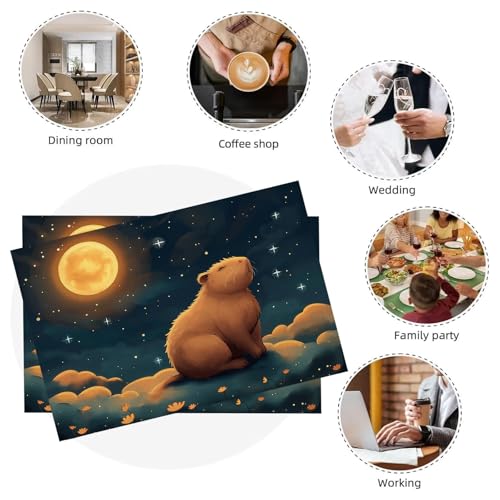 Set de table lavable en machine réutilisable rectangulaire lin coton x6 - 8