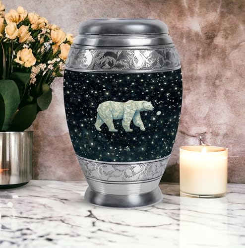 Image of Polar Bear Decorative Urn for Mom & Dad - Decorative Urns for Male & Female - Funeral Urns - Cremation Urns for Men - Ashes Urns Human Remains - 1 Large & 4 Small - Funeral Urns for Ashes