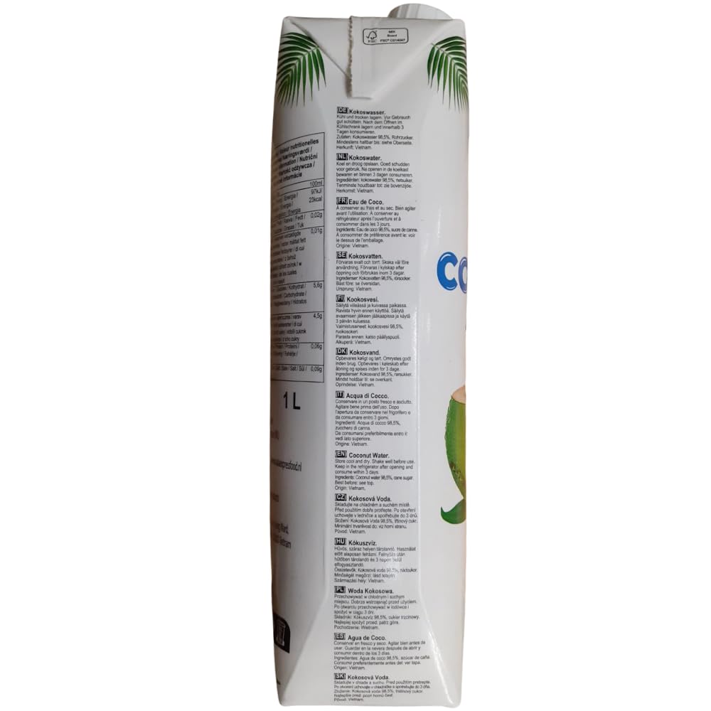 BAMBOO TREE Acqua di cocco, Multipack, 12 X 1 LTR
