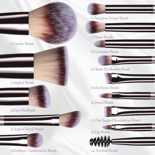 Travel Makeup Brush Set BS-MALL 14 Pcs