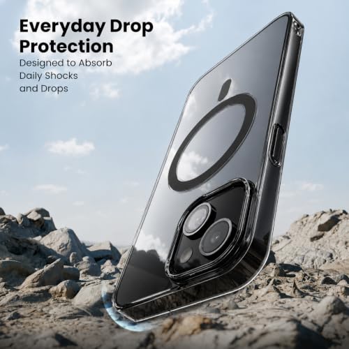Image of Elzzi Anti Scratch Semi Translucent Cover for iPhone 15 Case, Premium PC + TPU Magnetic Phone Cases Drop Proof, Compatible with Magsafe Slim Never Yellowing Shockproof