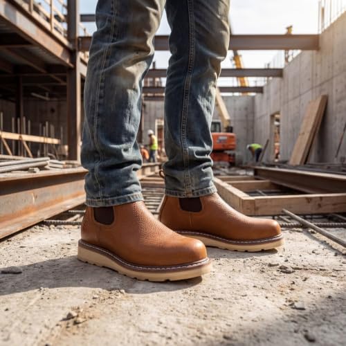 Image of SUREWAY Men's 6-Inch Slip-On Chelsea Work Boots, Soft Toe Leather Boots