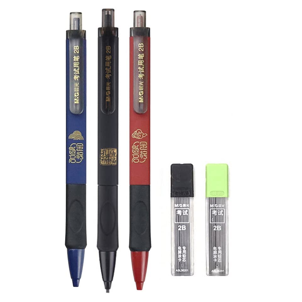Druckbleistifte, Graphit-Zeichenbleistift, quadratische Mine, Druckbleistift für Skizzen, Zeichnungen, Graffiti, Schulbedarf (3 Schwarze Bleistifte, 2 Minen) (3 Bleistifte, 2 Minen)