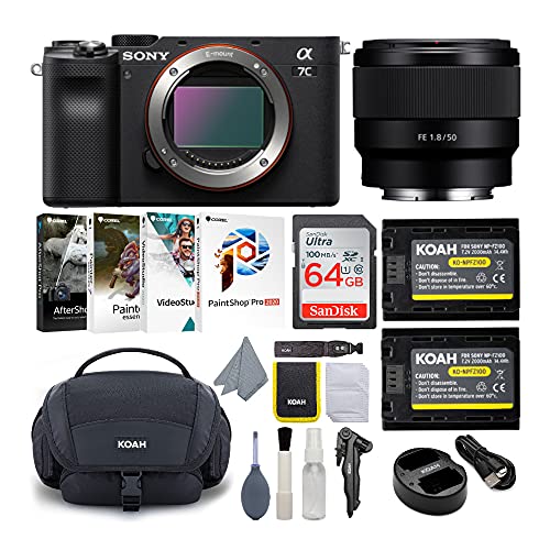Sony Alpha a7C FullFrame Compact Mirrorless Camera Body (Black) Bundle