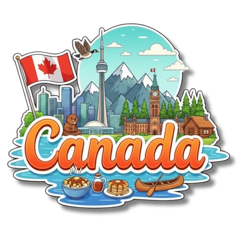 Image of Premium Laser Cut MDF Fridge Magnet for Home Decor, Vibrant Layered Travel Artwork Souvenir Gift with Strong Magnetic Hold, Refrigerator Decoration for Kitchen & Office - Canada