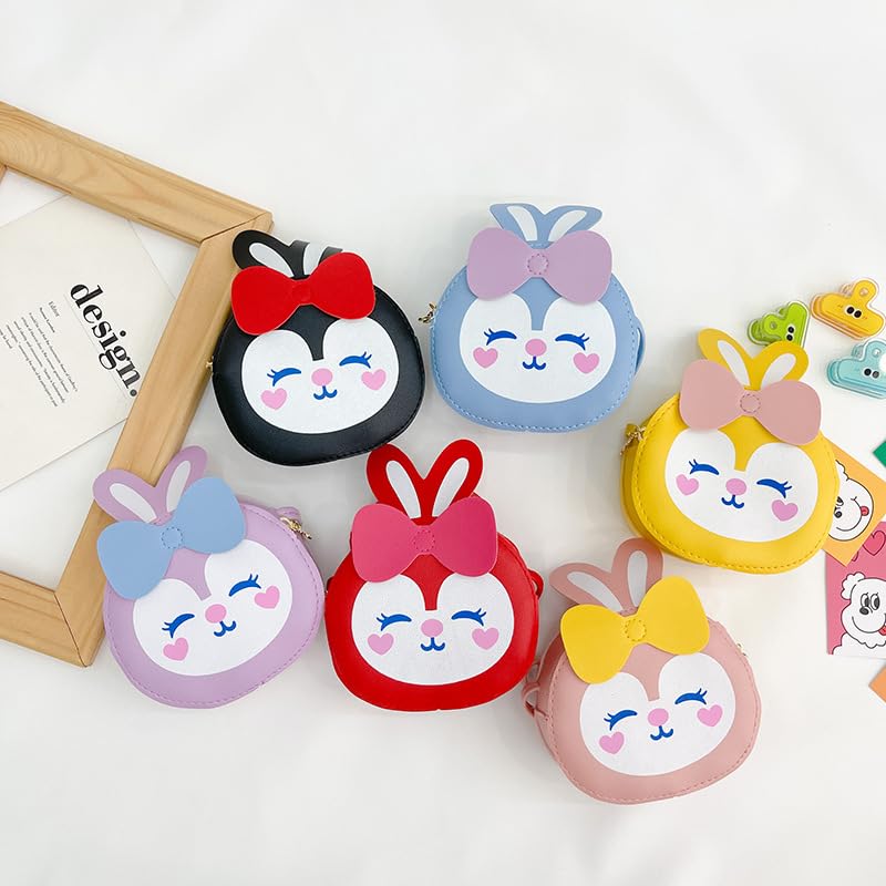Image of SYGA Children Rabbit & Bow Sling Messenger Bag Coin Bag Cartoon Backpack PU Leather Kitten Handbag for Toddlers Kids