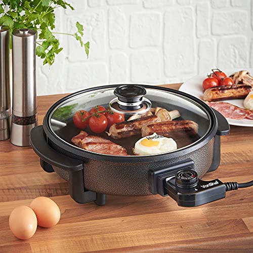 VonShef Multi Cooker 1.5L – 30cm Electric Frying Pan with Lid & Adjustable Temperature Control, Easy Clean, Non Stick Aluminium with Cool Touch Handles & Detachable Power Cable for Serving – 1500W - Image 7