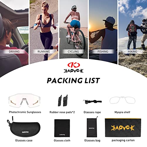KAPVOE Óculos de sol para ciclismo fotocromáticos MTB Clear Mountain Bike Transition para homens e m