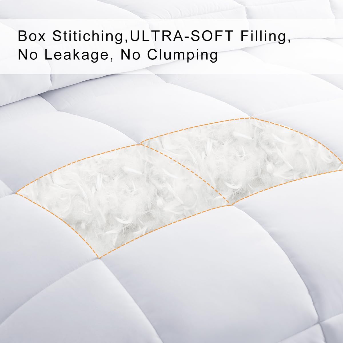 COHOME Quilted Twin XL Size Comforter - All-Season Down Alternative Duvet Insert - Luxury Hotel Soft Breathable Winter Warm White Comforter with Anti-Clump Tech & 8 Tabs - Reversible(68"x92") - Image 3