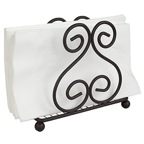 Home Basics Scroll Collection Steel Napkin Holder Freestanding Tissue Dispenser Organizer for Kitchen Countertop, Durable, Sturdy, Home Décor, Bronze