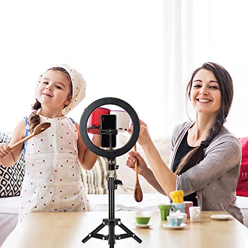Anel de luz LED de selfie de 10 polegadas com suporte de tripé e suporte de celular para transmissão