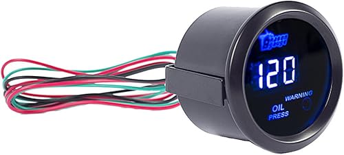 Miniatura 5 de Medidor de color negro para motor con luz LED azul, 2.05 pulgadas, para medir los psi del motor