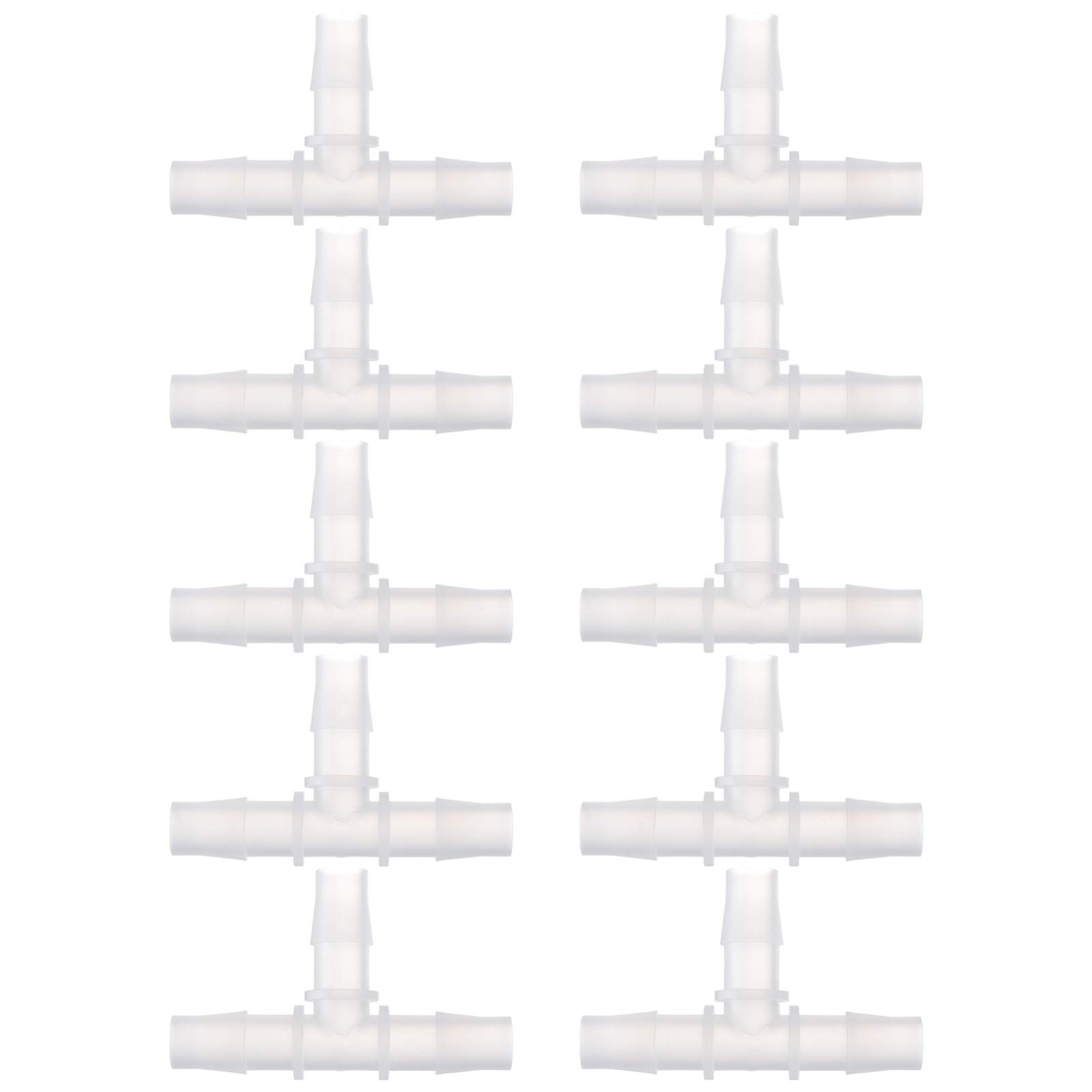 Tees 10pcs Hose Barb 11.1 mm Barbed 3 Way T Shaped Pipe Fittings Tube Adapter Connector Joint Splicer Mender Adapter Union for Boat Aquarium (White) Water Hose Connector-image-28