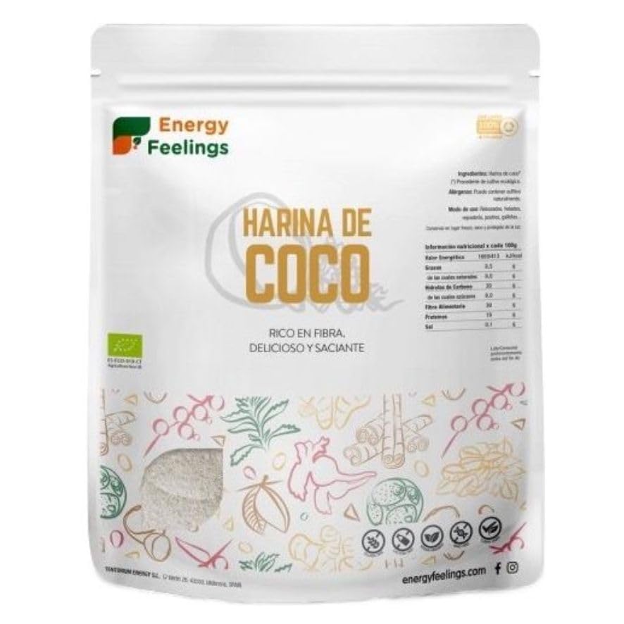 Harina de Coco Eco 1kg XXL Sin Gluten Alta en Fibra Baja en Carbohidratos Apta Dieta Keto y Vegana