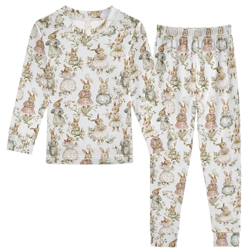 Cotton Pajama Sets Comfy Long Sleeve Sleepwear Easter Bunny Soft 2-Piece Pj 18M-8Y